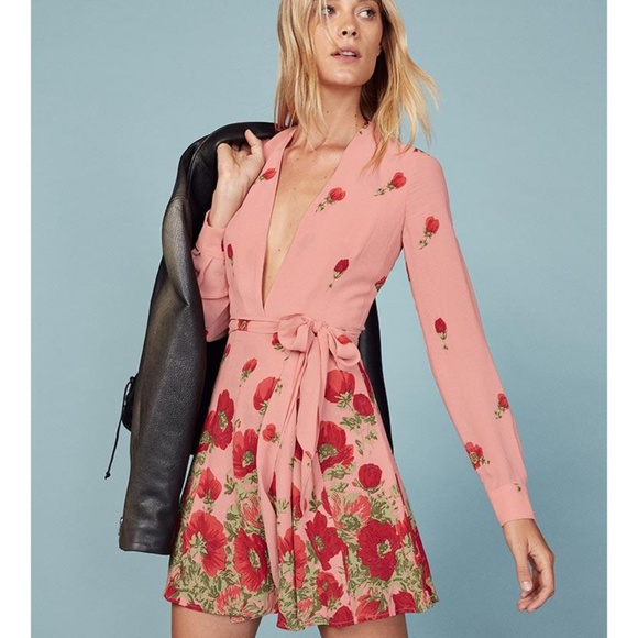 NWT Reformation Porter dress in Vivien - mini wrap - Picture 6 of 8